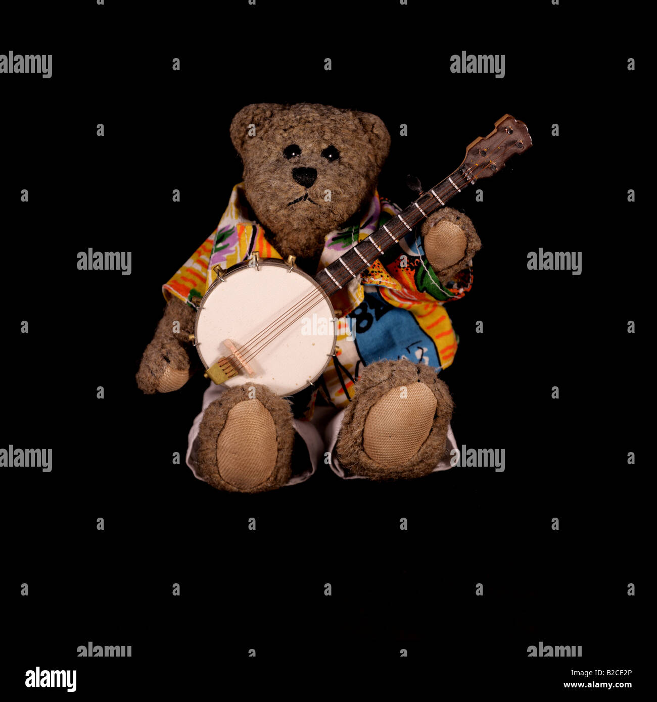 Musikalischer Bär mit Banjo Stockfoto
