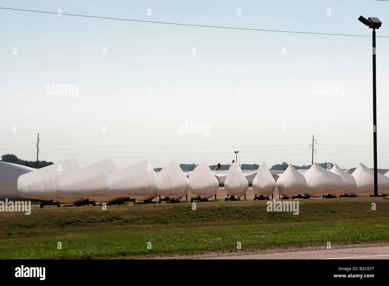 Riesige Rotorblätter für Windkraftanlagen im Werk in Pipestone, Minnesota Stockfoto