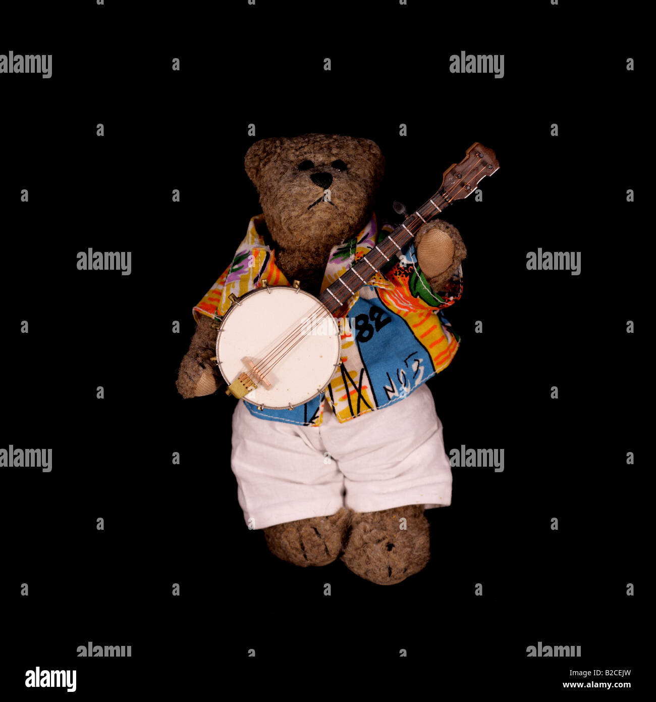 Musikalischer Bär mit Banjo Stockfoto