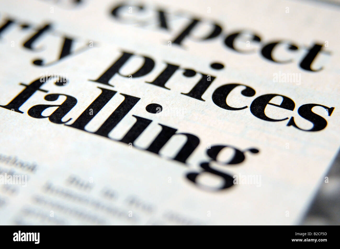 Foto von Schlagzeile über die Kreditklemme und Wirtschaftskrise und Rezession. Stockfoto