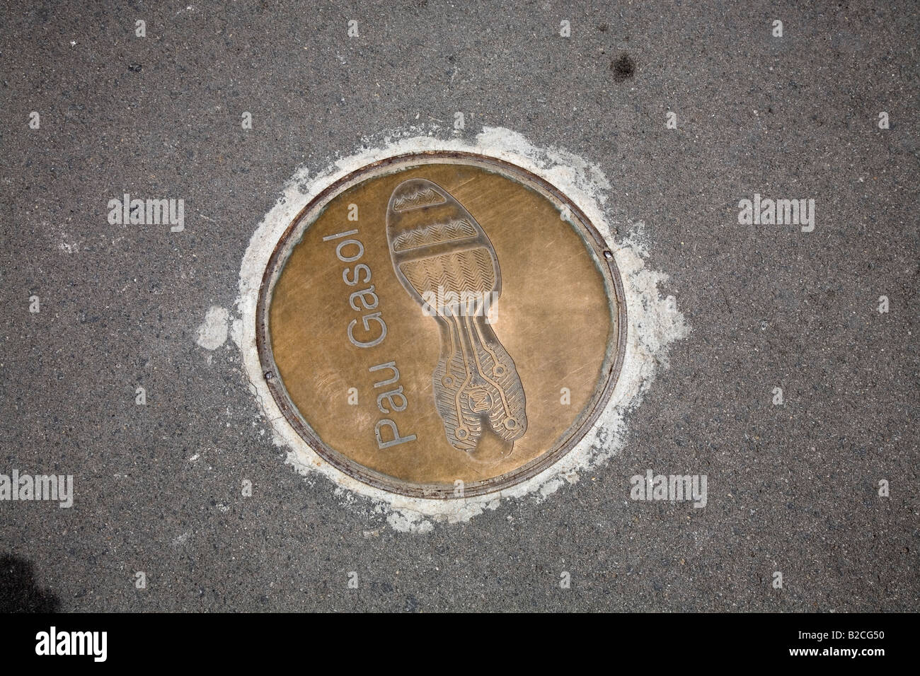 Pau Gasol Fußabdrücke am Olympia Stadion Barcelona Spanien Mai 2008 Stockfoto