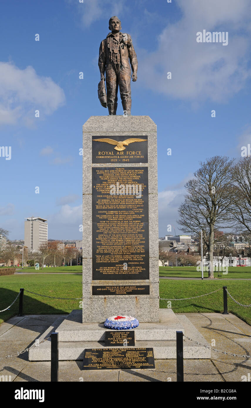 Royal Air Force RAF Kriegerdenkmal auf Plymouth Hacke England anlässlich der Commonwealth und die Alliierten Luftstreitkräfte, die gestorben Stockfoto