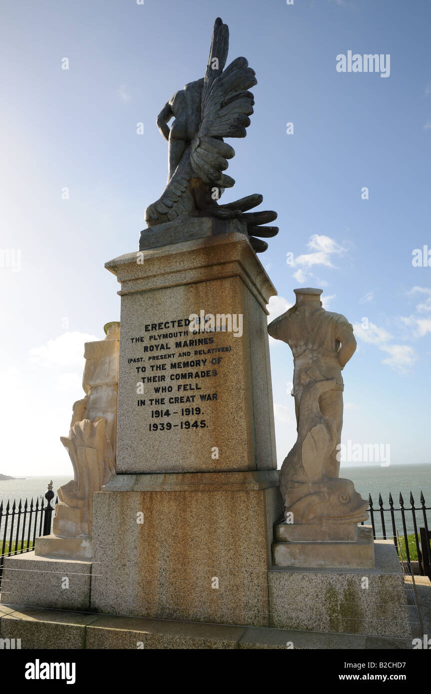 Rückseite des Kriegerdenkmal der Plymouth-Division der Royal Marines verloren im ersten Weltkrieg von 1914 bis 1918 auf Plymouth Hacke England Stockfoto