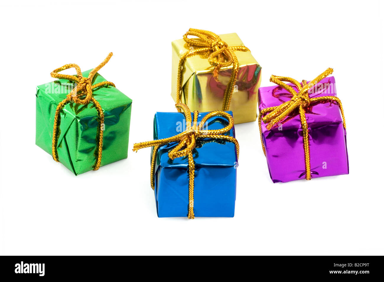 Vier bunte Geschenke Stockfoto