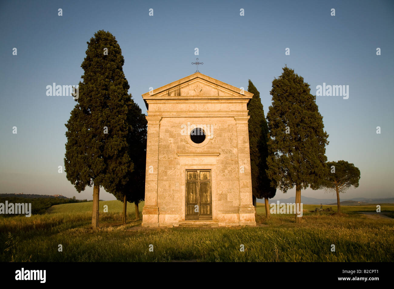 Vitaleta-Kapelle in Val D Orcia in der Toskana in Italien Stockfoto