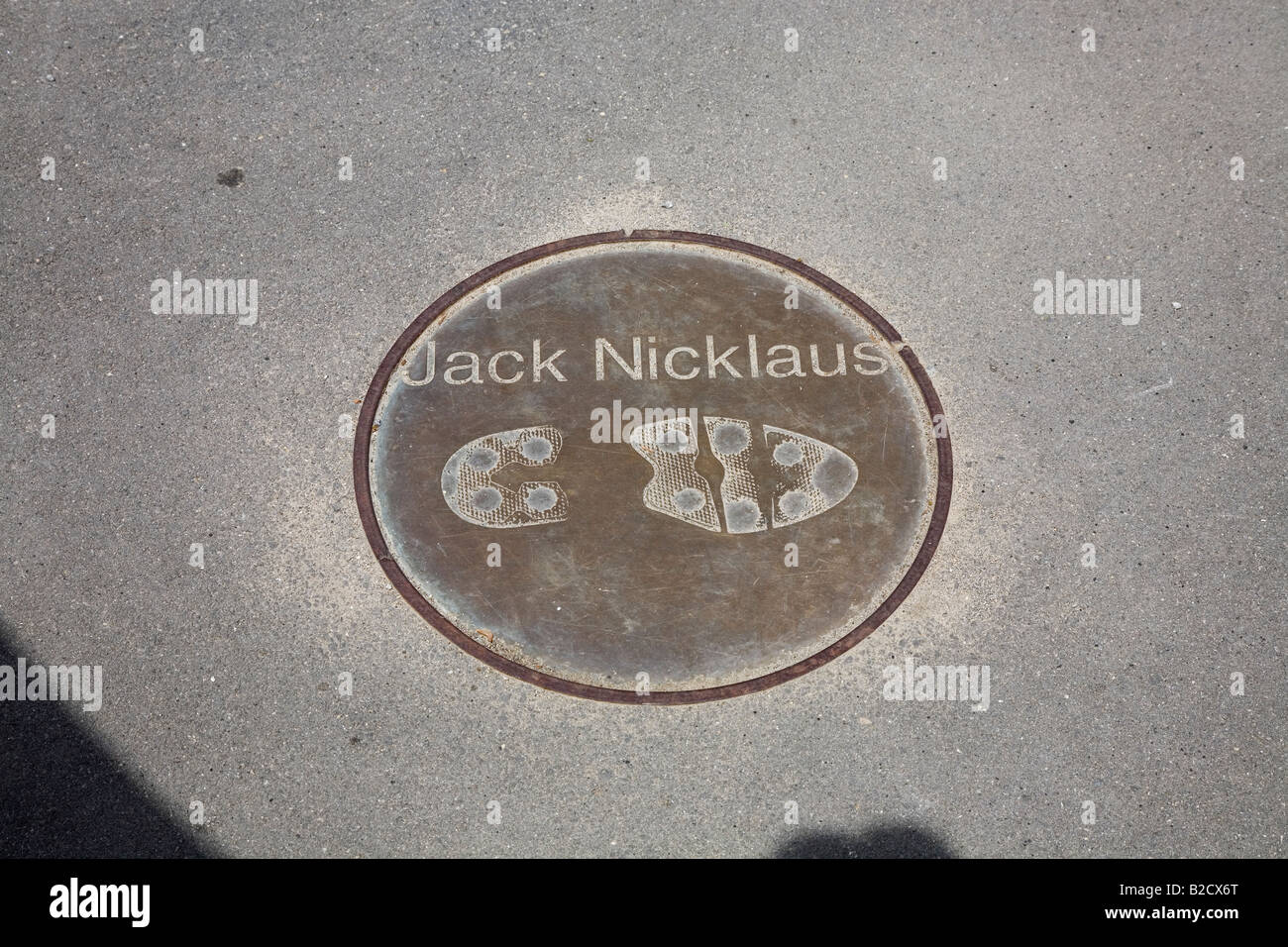 Jack Nicklaus Fußabdrücke am Olympia Stadion Barcelona Spanien Mai 2008 Stockfoto