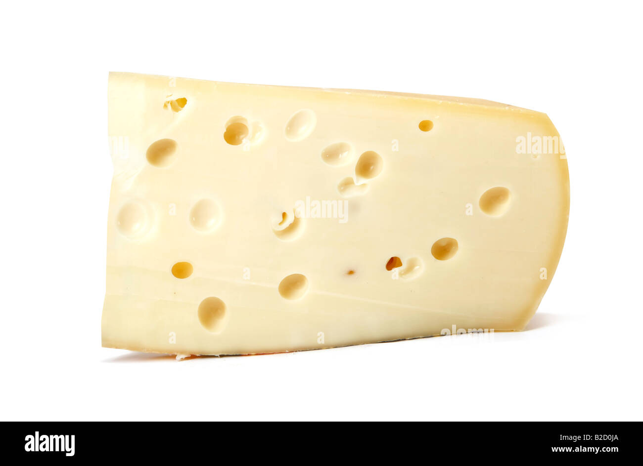 Stück Käse isoliert auf weißem Hintergrund große XXL-Datei im Studio mit einer 21-Megapixel-Kamera aufgenommen Stockfoto