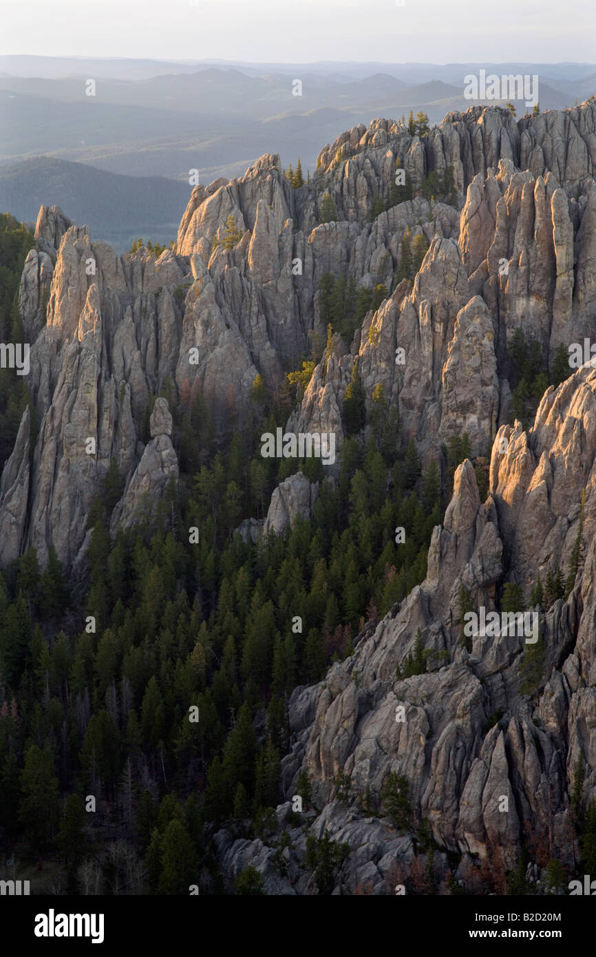 Granit Felsvorsprüngen von Little Devils Tower, Custer State Park und Black Hills National Forest, South Dakota Stockfoto