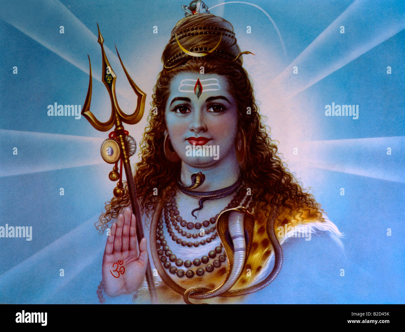 Shiva - Hindu Gott dargestellt mit dem dritten Auge, Tripunda, Vasuki um den Hals, Trishuka und dem Fluss Ganges, der aus seinem Haar fließt, ist Shiva einer von Stockfoto Shiva - Hindu Gott dargestellt mit dem dritten Auge, Tripunda, Vasuki um den Hals, Trishuka und dem Fluss Ganges, der aus seinem Haar fließt, ist Shiva einer von Stockfoto