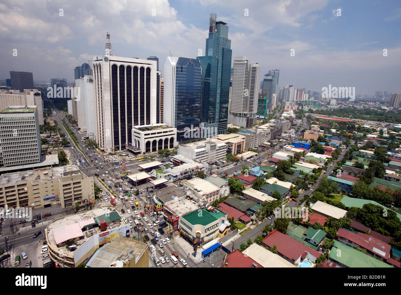 Ein Blick von Makati City, Metro Manila, Philippinen. Stockfoto