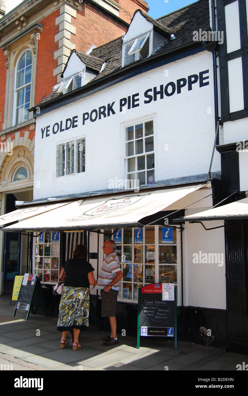 Ye Olde Shoppe Pork Pie, Nottingham Street, Melton Mowbray, Leicestershire, England, Vereinigtes Königreich Stockfoto