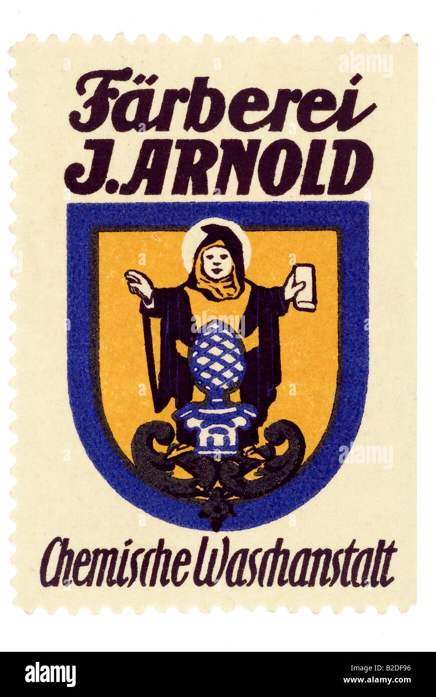 Trading-Stempel Färberei J Arnold Chemische Waschanstalt Stockfoto
