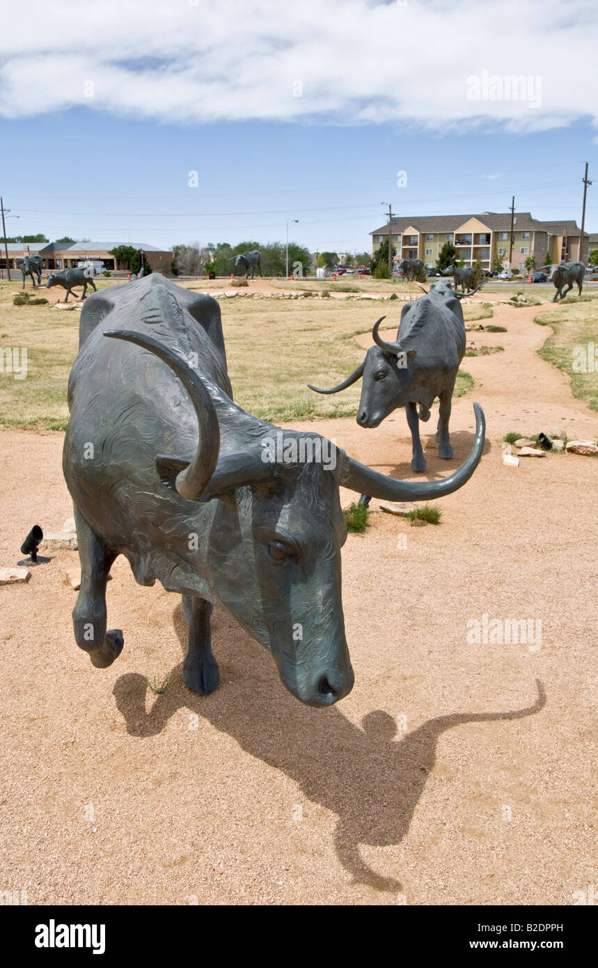 Texas Lubbock National Ranching Heritage Center Museum Bronze steuert Skulptur Stockfoto