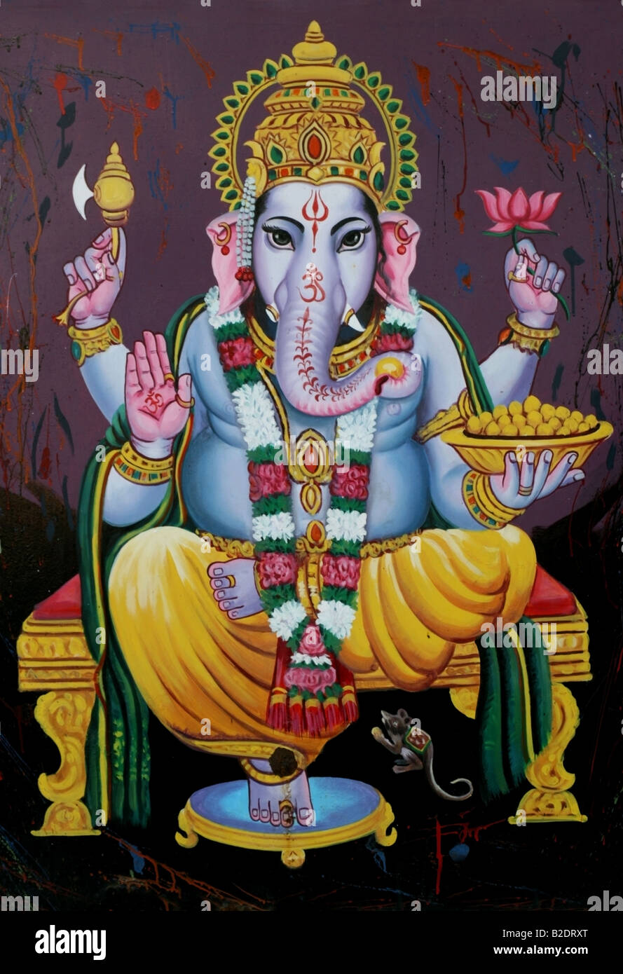 Wandbild Auf Tempelmauer The Hindu Elefanten Gott Ganesh Indien Stockfotografie Alamy