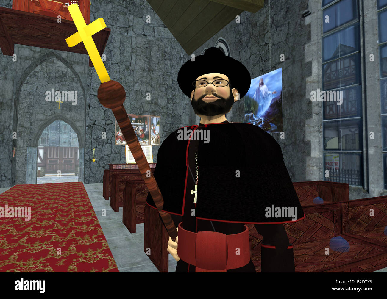 Second Life: Ein Computer Grab einer Kirche aus der virtuellen Welt Second Life Stockfoto