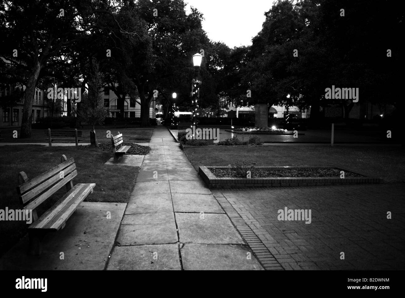 REYNOLDS SQUARE BEI NACHT IN SAVANNAH GEORGIA USA Stockfoto