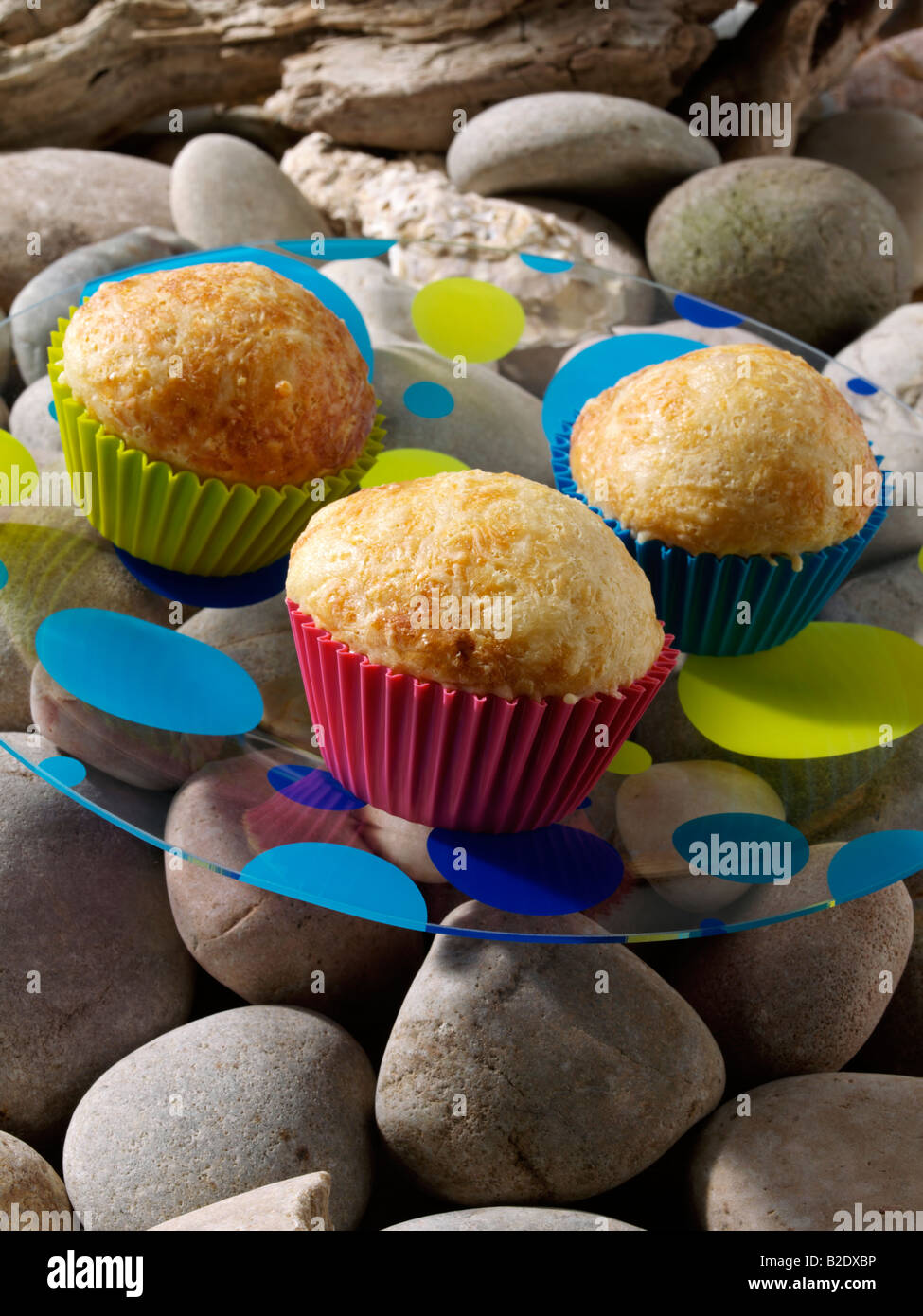 Muffins auf einem Strand Picknick redaktionelle Essen Stockfoto