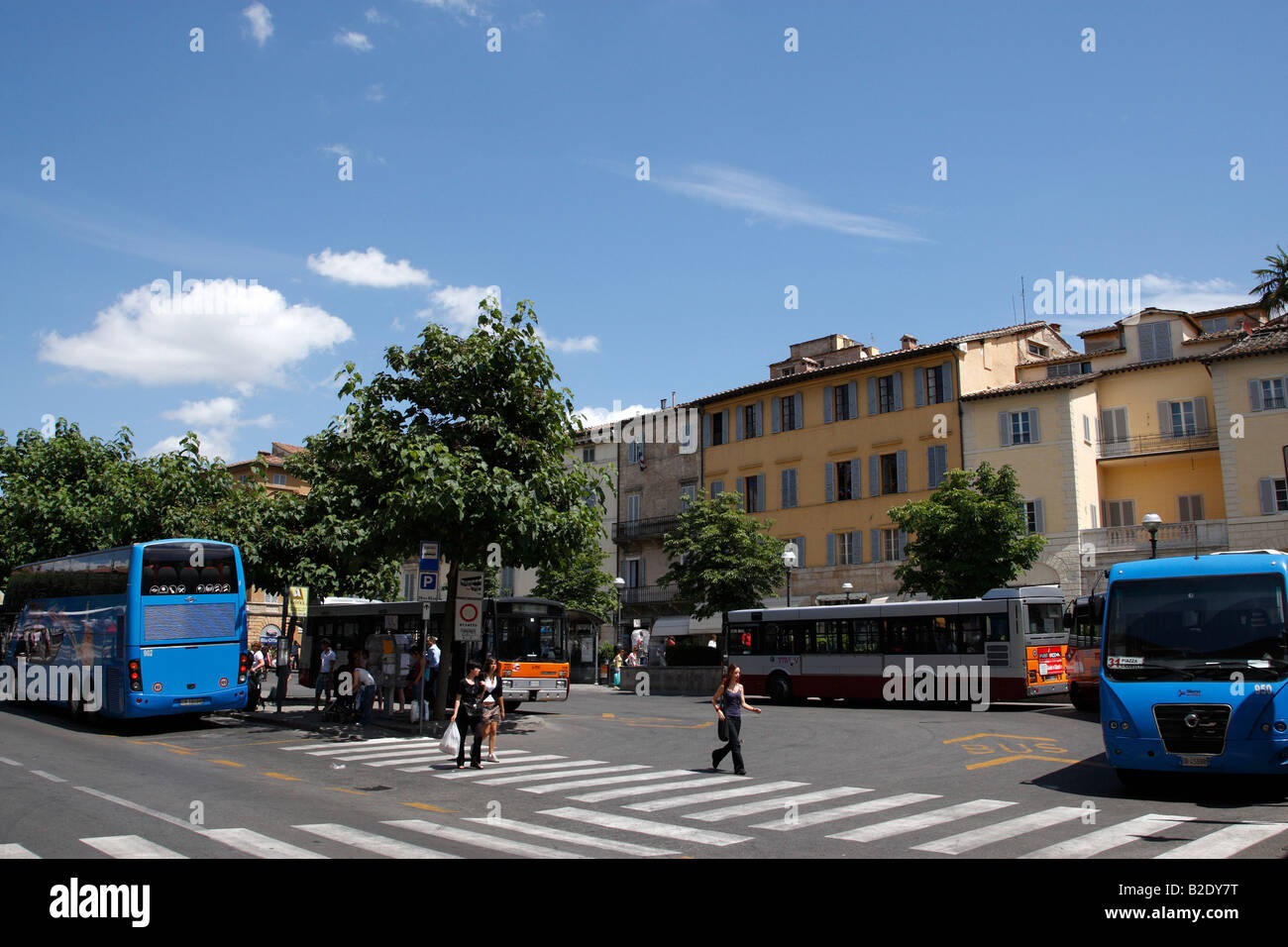 Bus Station oder Terminal Piazza Gramsci Siena Toskana Italien Südeuropa Stockfoto