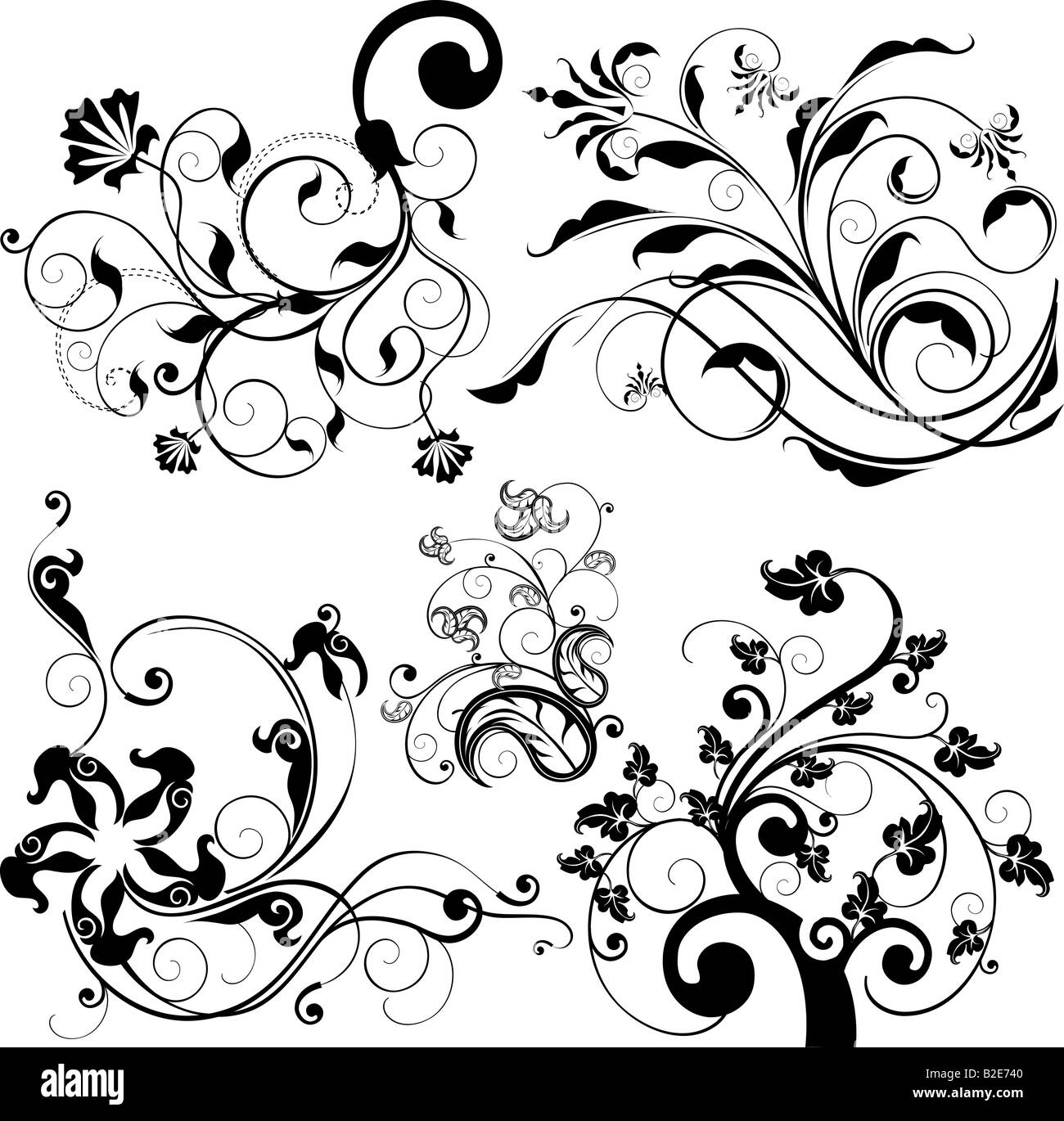 Abbildung Zeichnung des floralen Design-Elemente Stockfoto