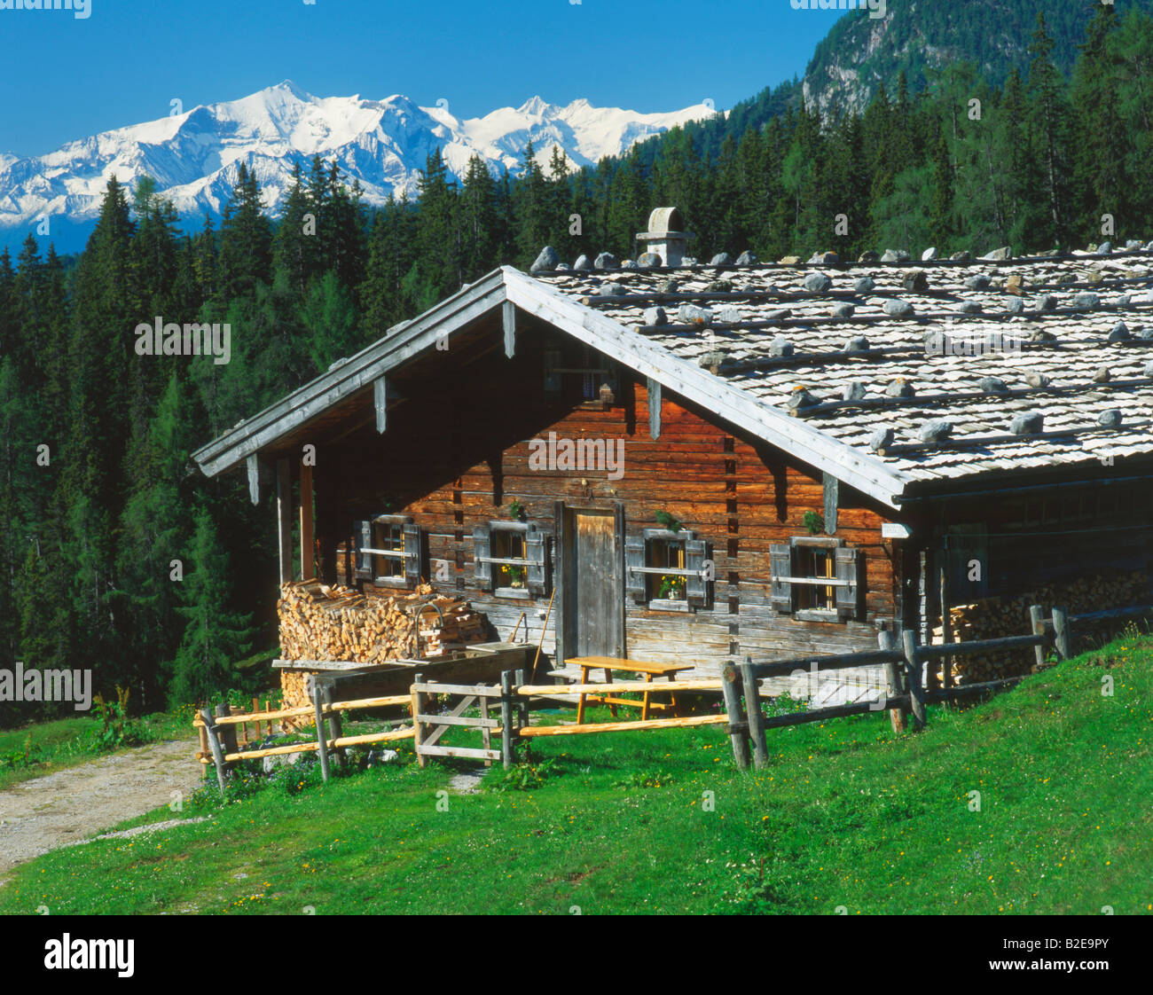 Blockhaus auf Berg, Großglockner, Pinzgau, Österreich Stockfoto