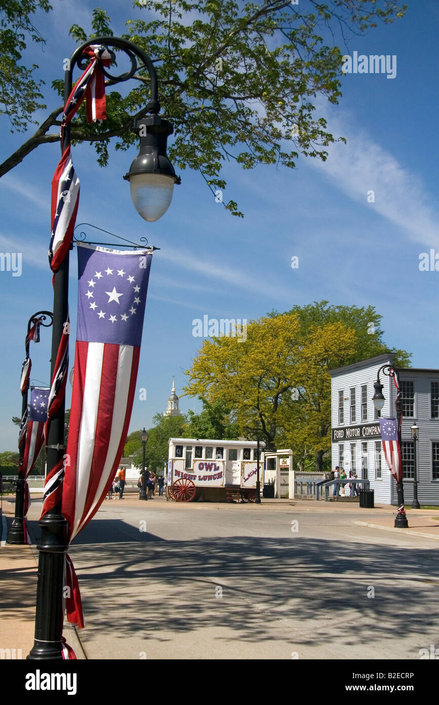 Historische Gebäude in Greenfield Village in The Henry Ford in Dearborn, Michigan Stockfoto