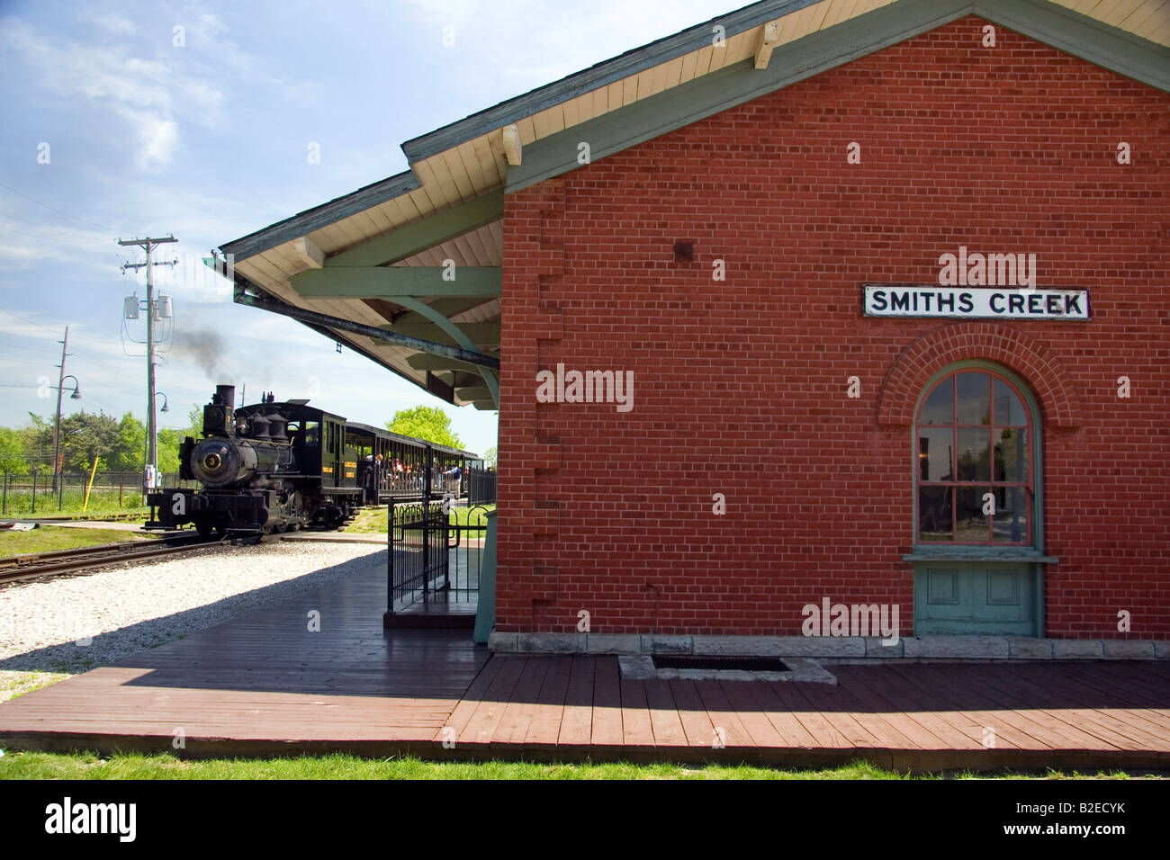 Fackel-See Dampflokomotive im Smiths Creek Depot in Greenfield Village in The Henry Ford in Dearborn, Michigan Stockfoto