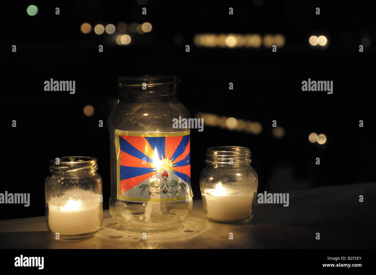 Candlelight Vigil, freies Tibet Stockfoto