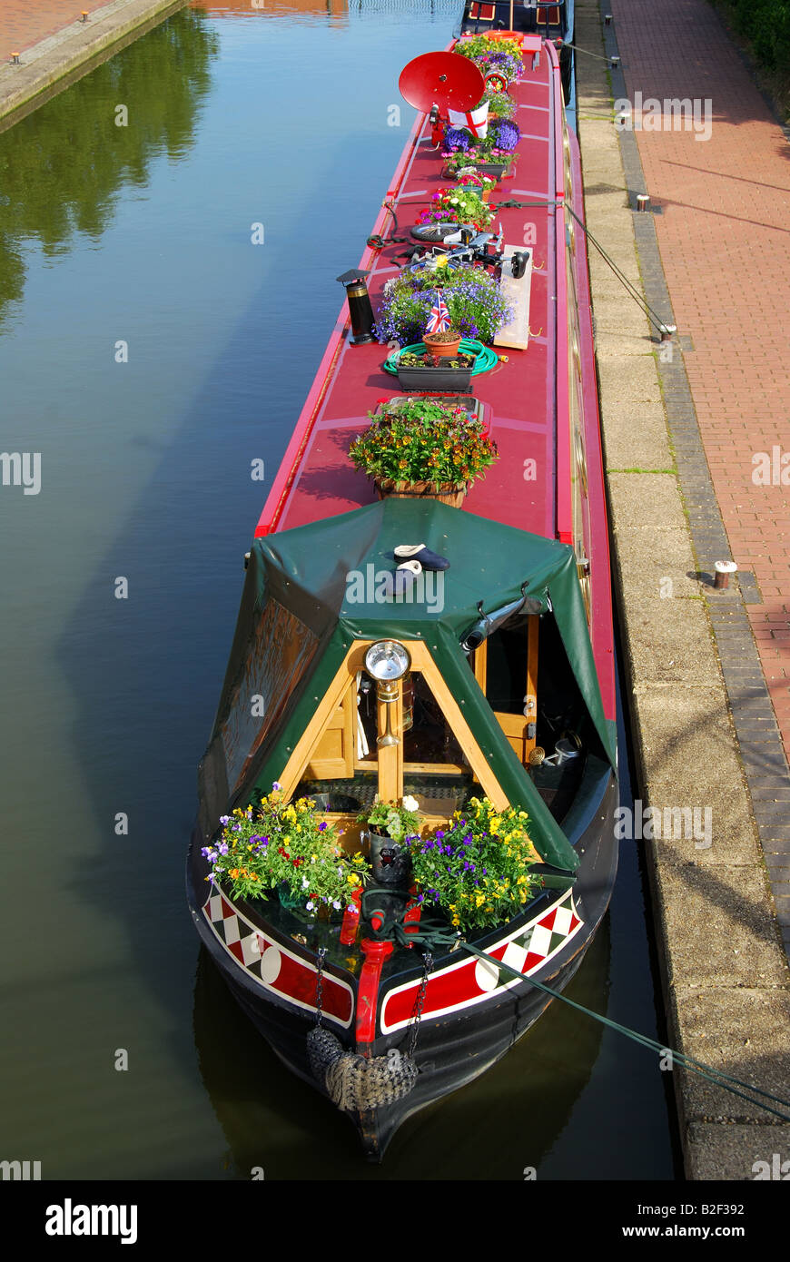 Grachtenboot auf Oxford Canal, Banbury, Oxfordshire, England, Vereinigtes Königreich Stockfoto