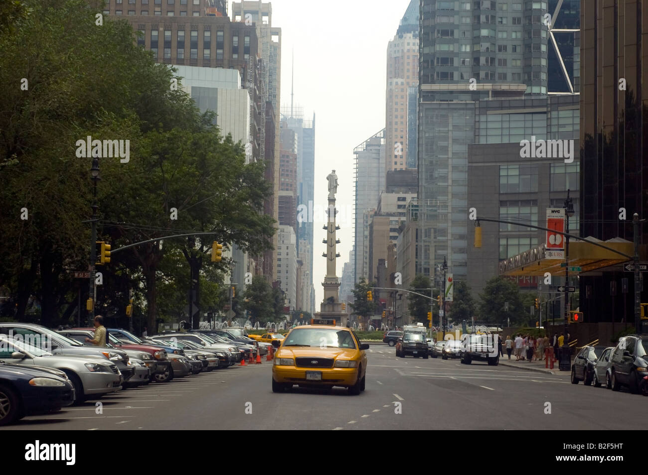 Central Park West in New York NY Blick nach Süden in Richtung Columbus Circle Stockfoto