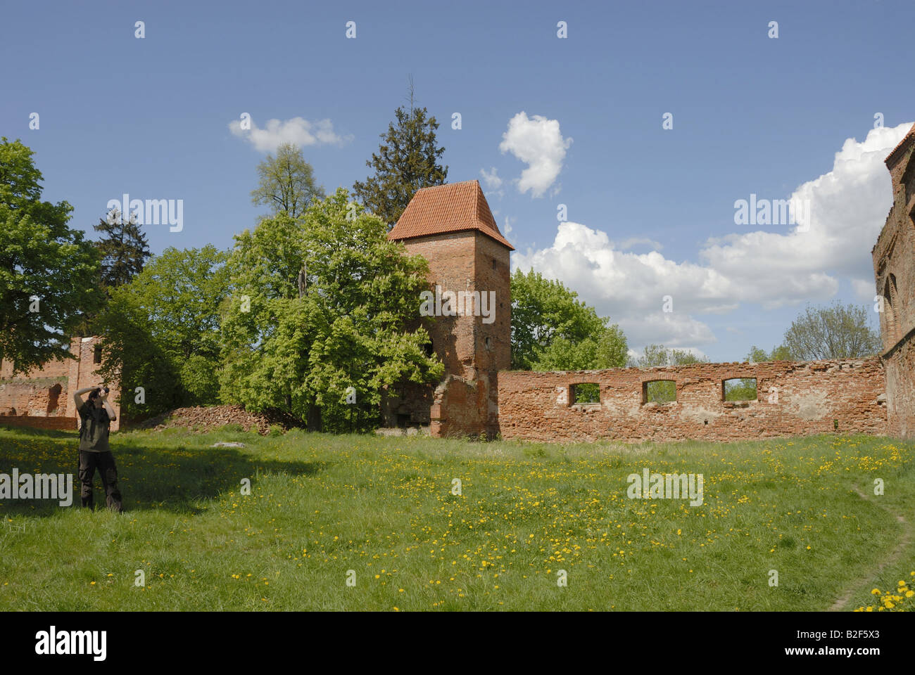 Ruinen der Kreuzritterburg in Szymbark, Woiwodschaft Ermland-Masuren, Polen Stockfoto