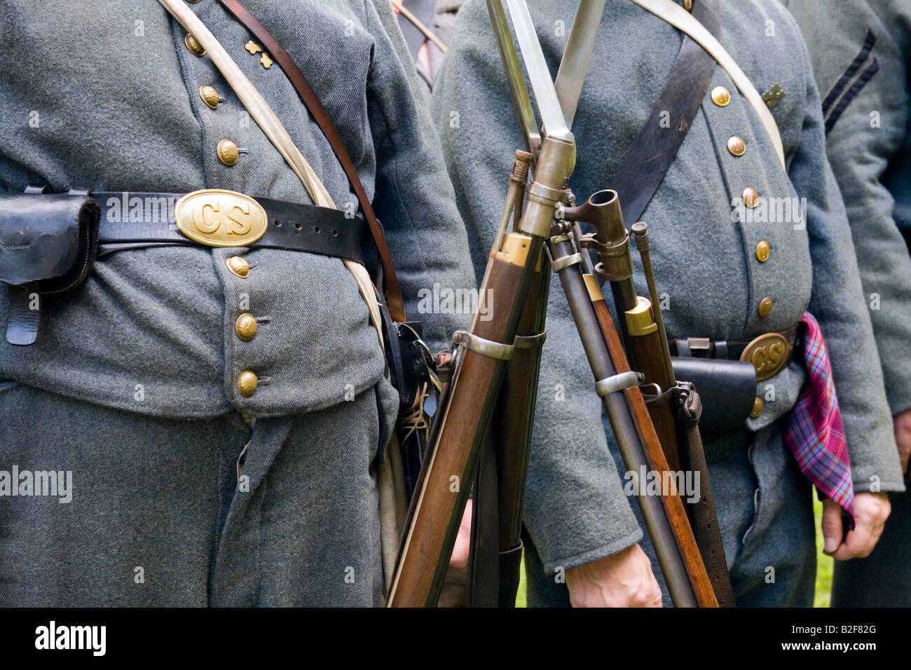 Reanactors aus der Schlacht von Gettysburg in Pennsylvania USA stehen stramm Stockfoto