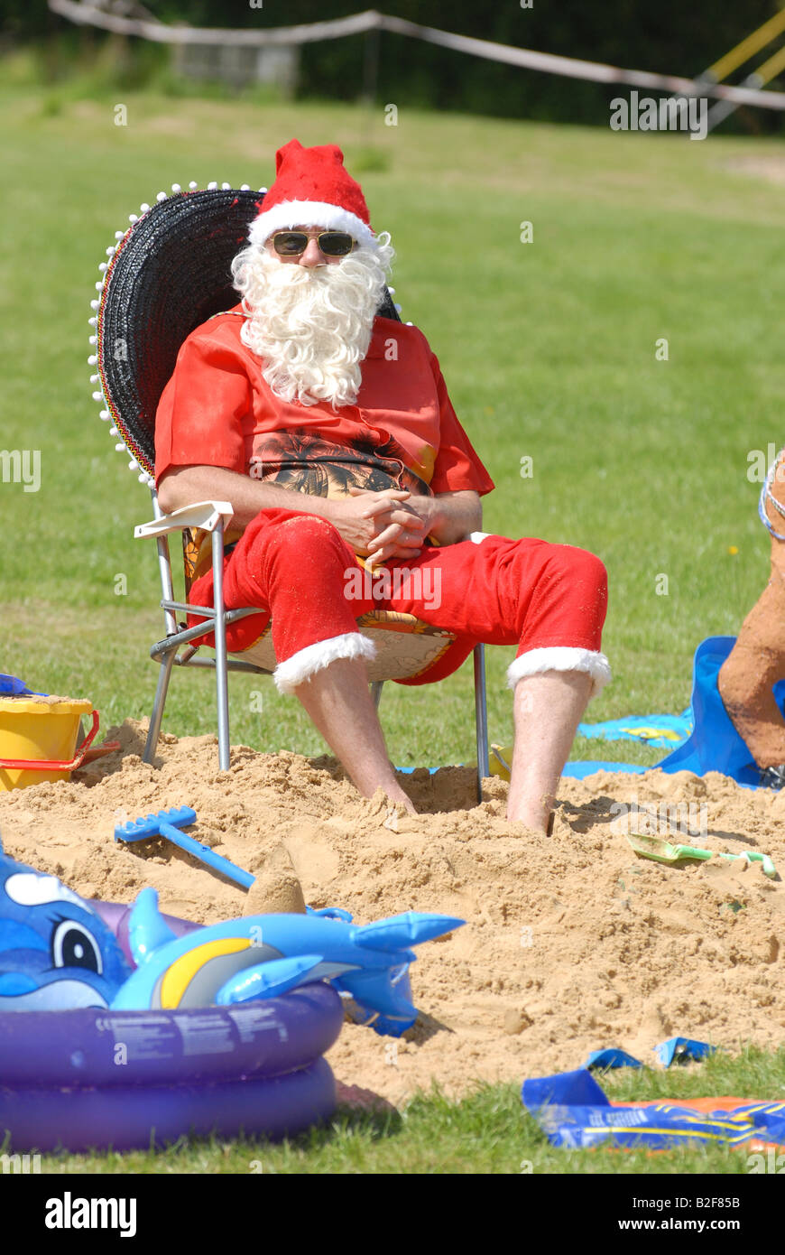 Weihnachtsmann im Urlaub Stockfoto
