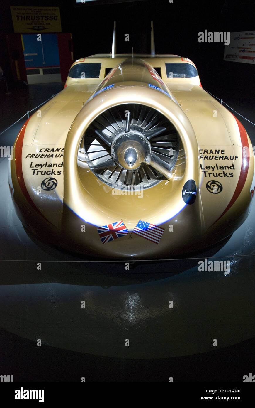 British Jet Auto Thurst 2 auf dem Display an der Coventry Transport-Museum gebaut. Stockfoto