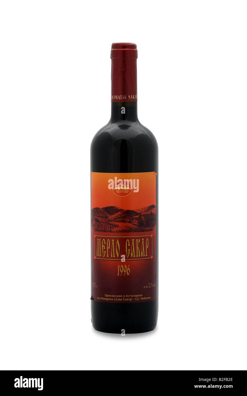 Merlot von Sakar Merlo ot bulgarischen Rotwein Stockfoto