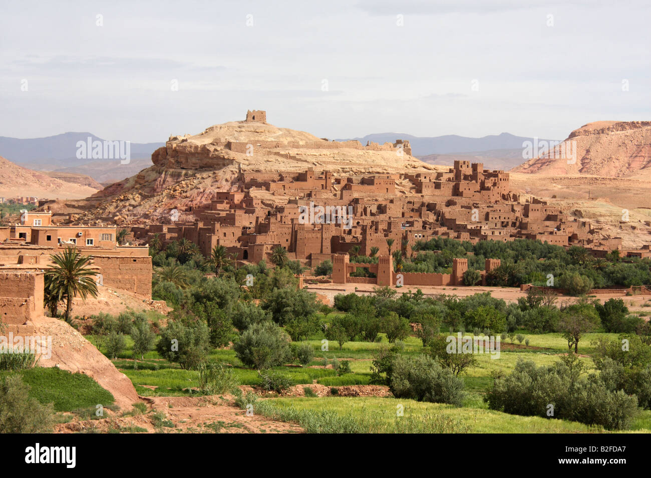 AIT Benhaddou Marokko, Blick vom nahe gelegenen Hügel Stockfoto