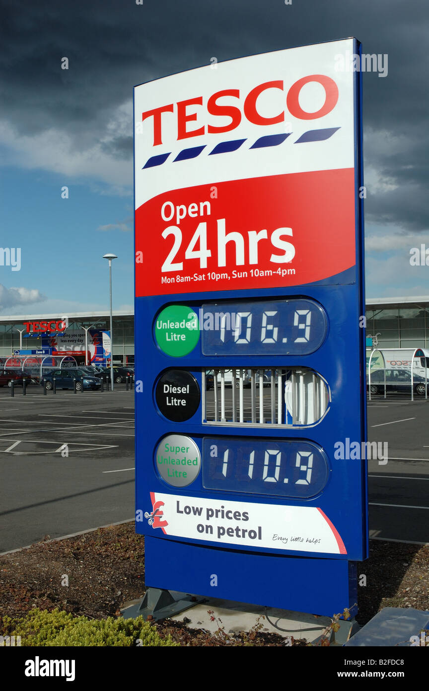 Tesco Supermarkt Zeichen, South Wigston, Leicester, England, UK Stockfoto