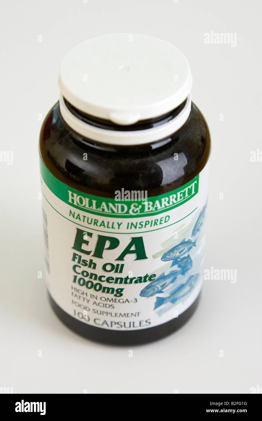 Omega-3 Fischöl Suppliment Nahrungsergänzung Stockfoto