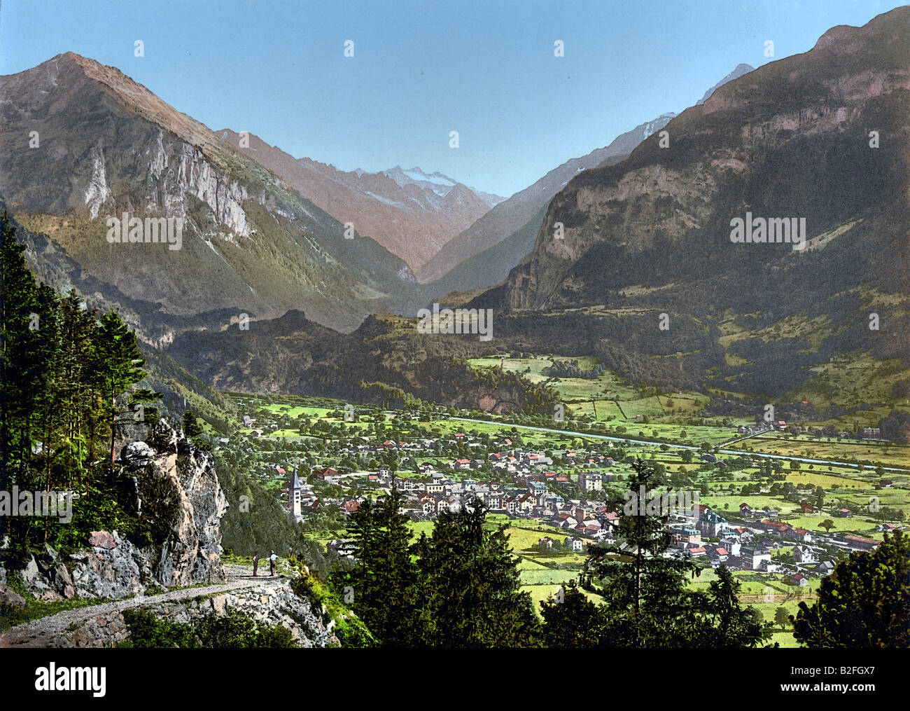 Meiringen im Bezirk Oberhasli des Kantons Bern in der Schweiz. Stockfoto