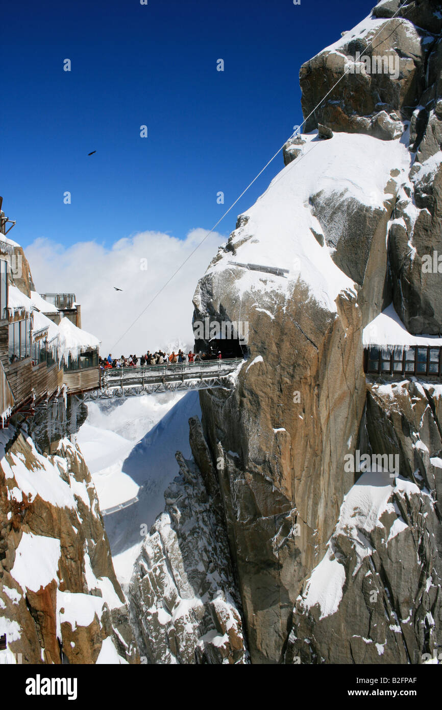 Aigulle Du Midi, Chamonix Mont-Blanc, Frankreich, Schnee Stockfoto