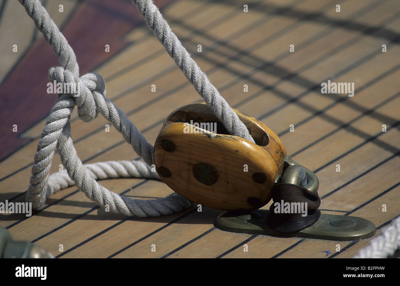 Details der klassischen Yacht "Tuiga". Stockfoto