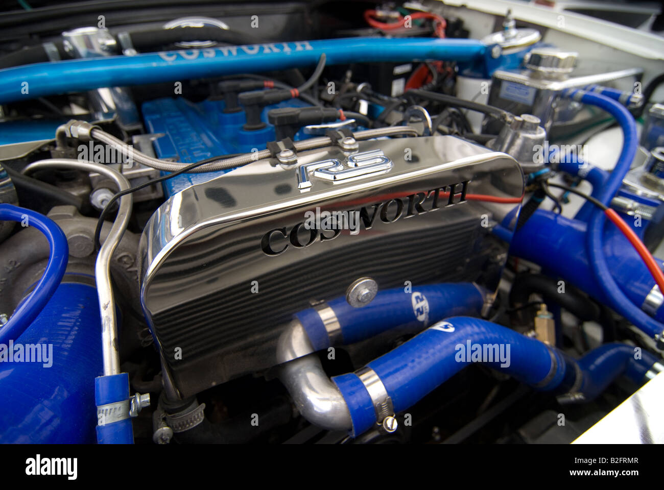 Detail der Motor des Ford Sierra RS Cosworth Stockfoto