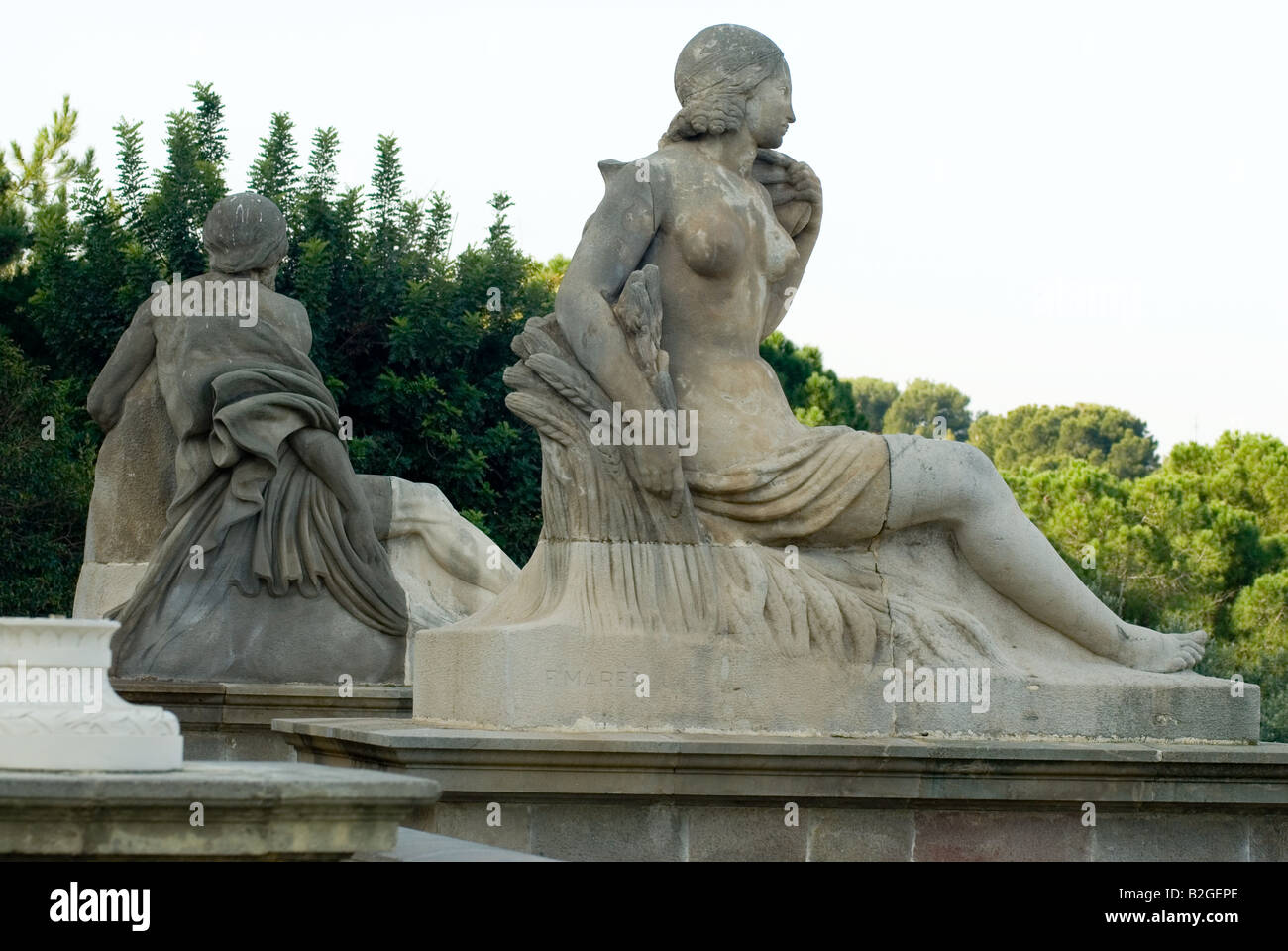 Schloss von Montjuic Statue Spanien Stockfoto