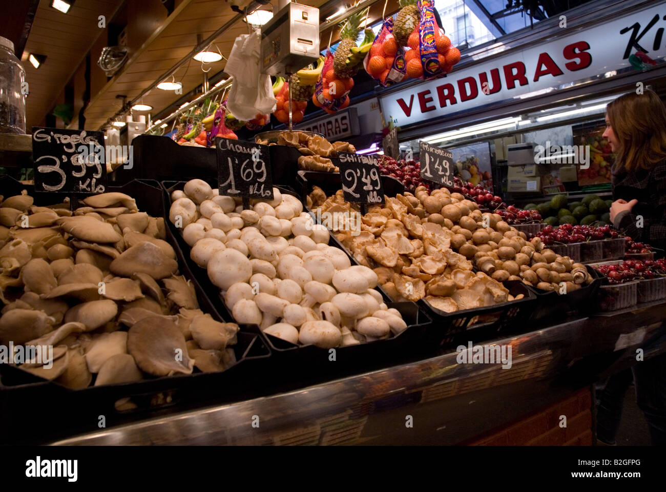 La Boqueria Markt Essen Pilze Barcelona Stockfoto