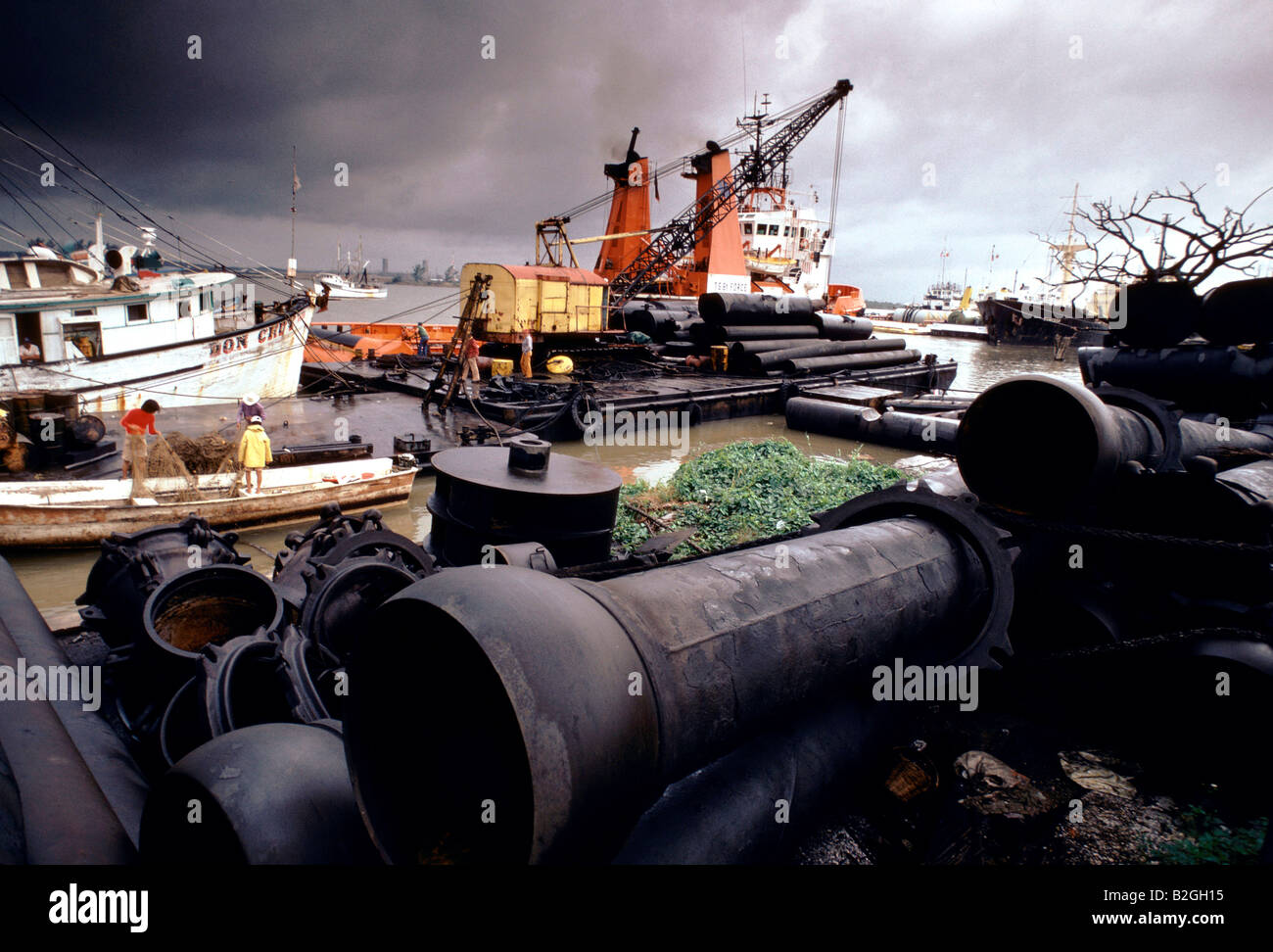 Öl-Boom Port, Coatzacoalcos, Mexiko Stockfoto