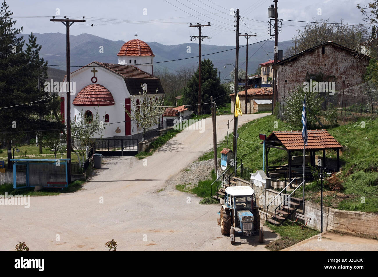 Griechenland Mazedonien Antonios ein kleines Bauerndorf der Kirche im Zentrum Stockfoto