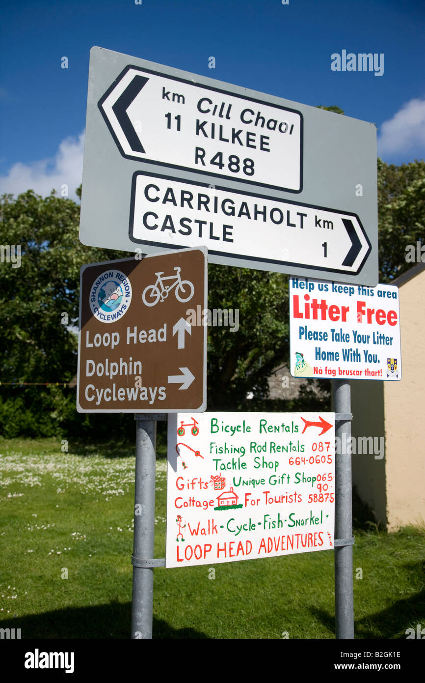 Irischen Verkehrszeichen, County Clare, Irland Stockfoto