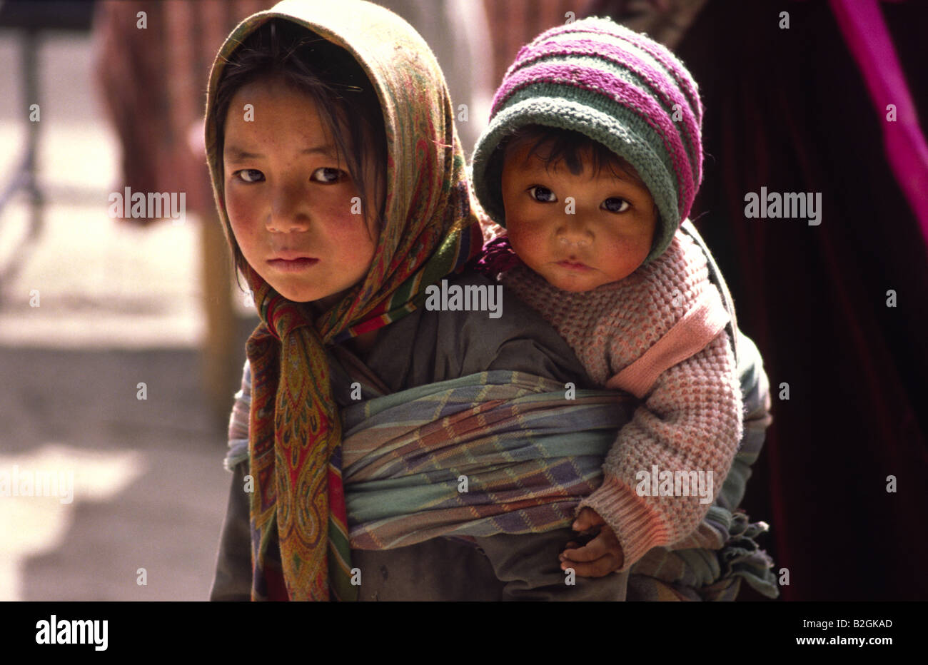 Schwestern. Leh, Ladakh, & Bihar Zustand, Indien. Stockfoto