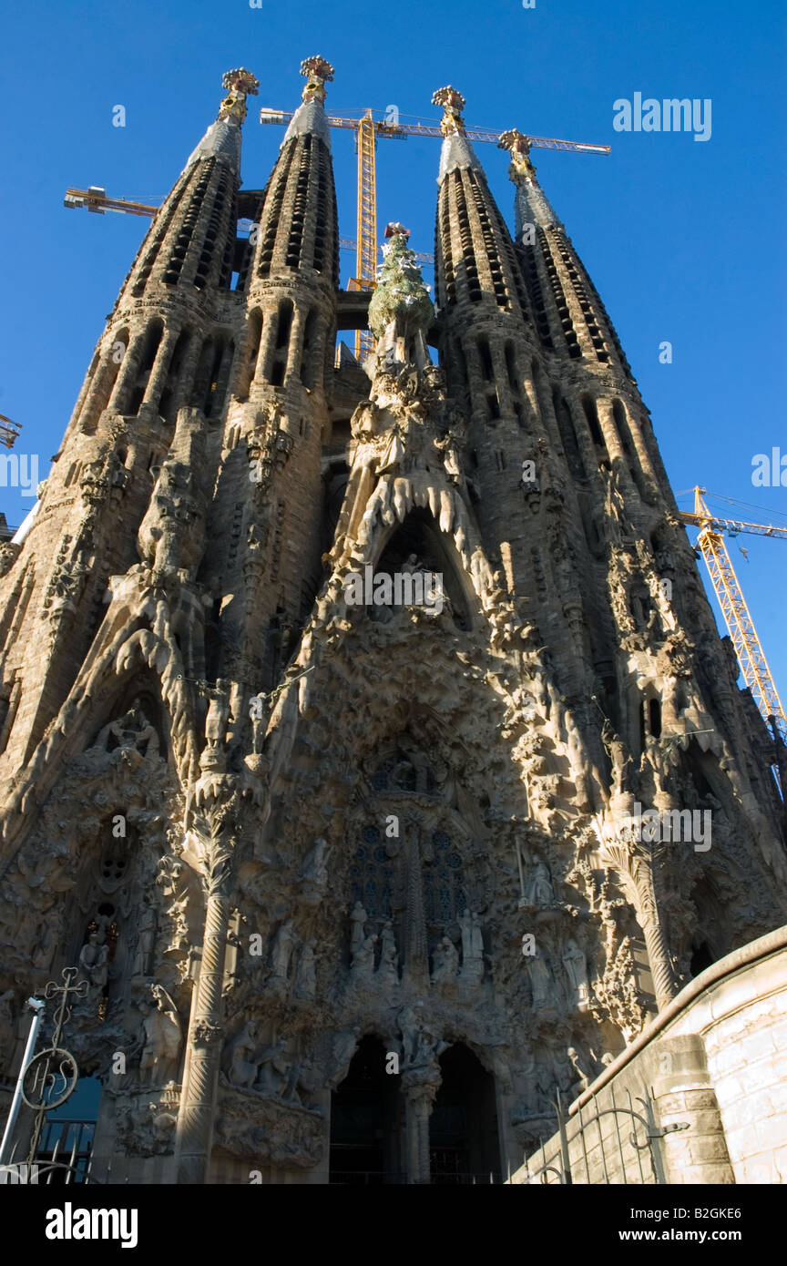 La Sagrada Familia Gaudi Fassade Barcelona Spanien Europa Stockfoto