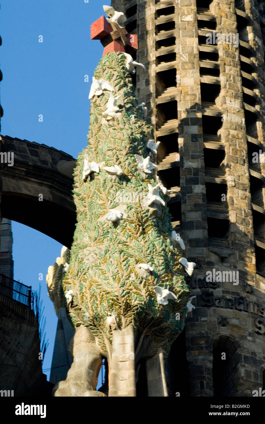 Sagrada Familia Fassadendetails Barcelona Spanien Stockfoto