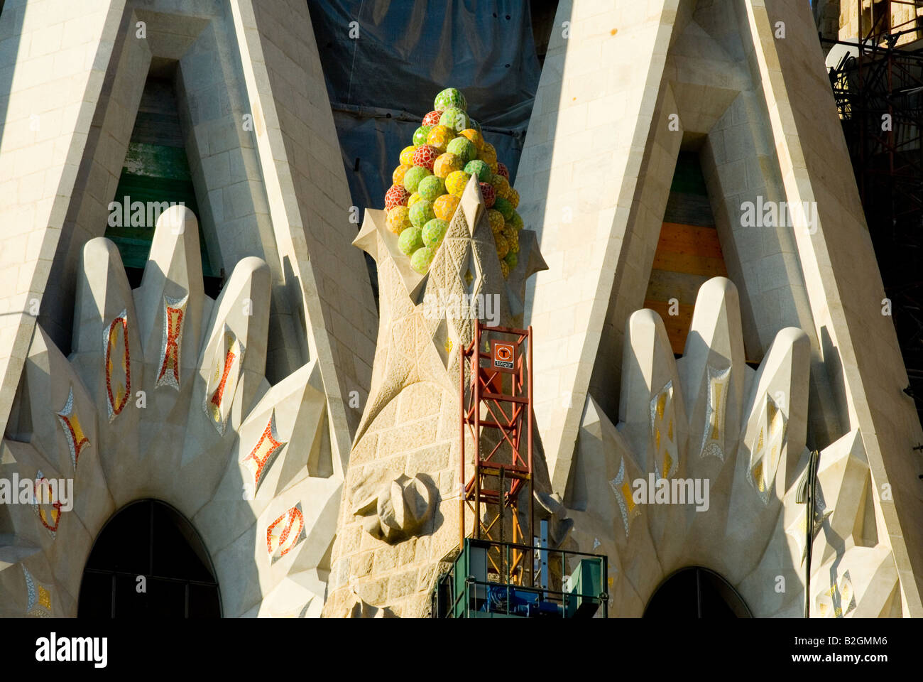 Sagrada Familia Fassadendetails Barcelona Spanien Stockfoto